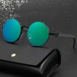 Alternative view of A780 STARL Retro Round Frame Glasses With Wood Grain Legs