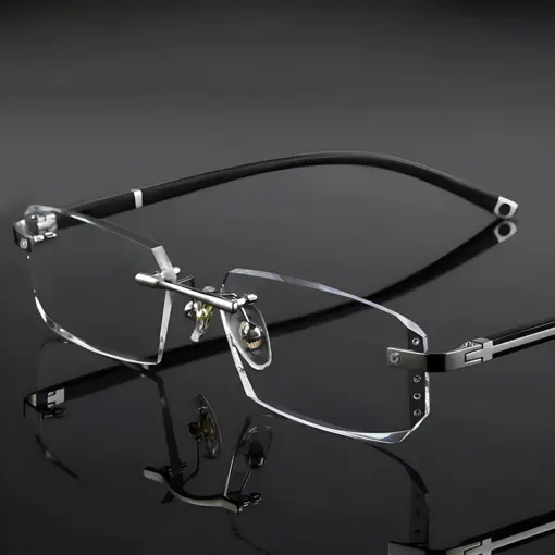 A796 New Cut-Edge Frameless HD Anti-Blue Light Glasses for Men - Image 6