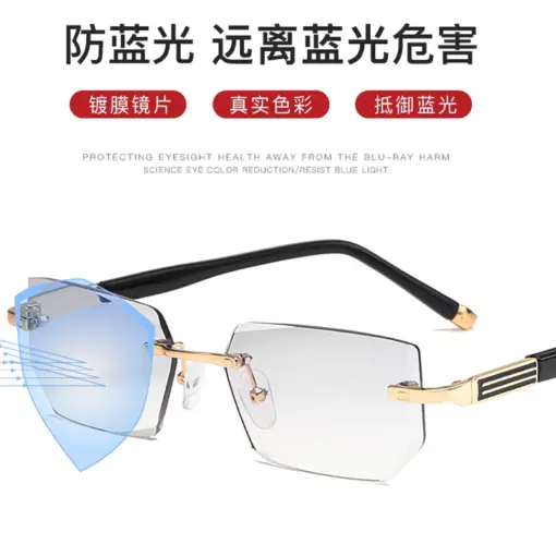 A806 New Cut-Edge Frameless HD Anti-Blue Light Glasses for Men - Image 8