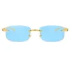 A873 Gold Frame Blue Lens Rimless Luxury Trend Edition Sunglasses