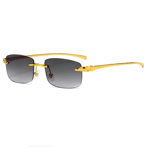 A877 Gold Frame Gray Lens Rimless Luxury Trend Edition Sunglasses