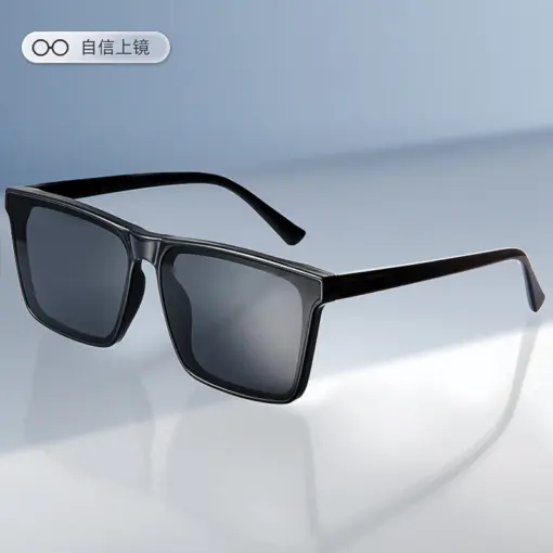 A885 Premium Rectangular Black Polarized Sunglass for men - Image 3