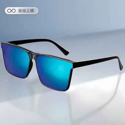 A886 Premium Rectangular Blue Polarized Sunglass for men - Image 3