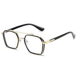 Alternative view of A888 Black & Golden Frame Geometric Premium Eyeglasses
