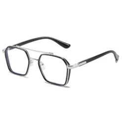 Alternative view of A889 Black & Silver Frame Geometric Premium Eyeglasses