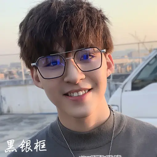 A889 Black & Silver Frame Geometric Premium Eyeglasses - Image 5