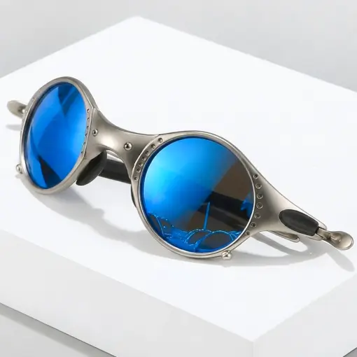 A912 Retro Oval Shape Metal Frame Premium Polarized Sunglasses - Image 3