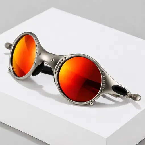 A913 Retro Oval Shape Metal Frame Premium Polarized Sunglasses - Image 2