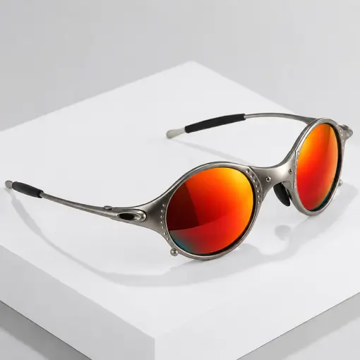 A913 Retro Oval Shape Metal Frame Premium Polarized Sunglasses - Image 3
