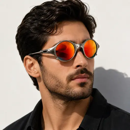 A913 Retro Oval Shape Metal Frame Premium Polarized Sunglasses - Image 4