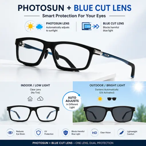 A918 Flexible Frame Premium Photosun & Blue-cut Glasses