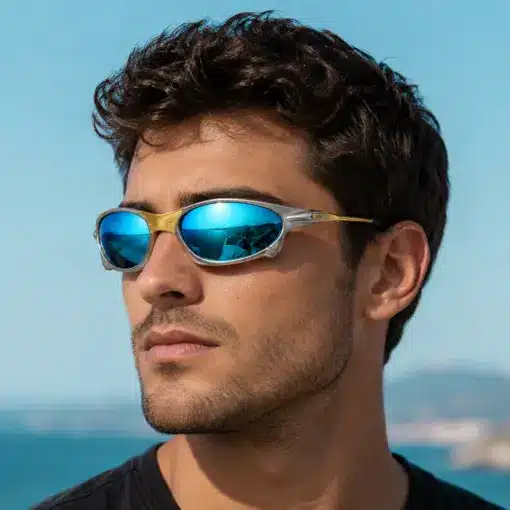 A922 Blue Mirror Premium Sports Sunglasses - Image 3
