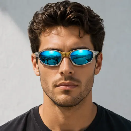A922 Blue Mirror Premium Sports Sunglasses - Image 4
