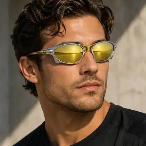 A923 Yellow Mirror Premium Sports Sunglasses - Image 3