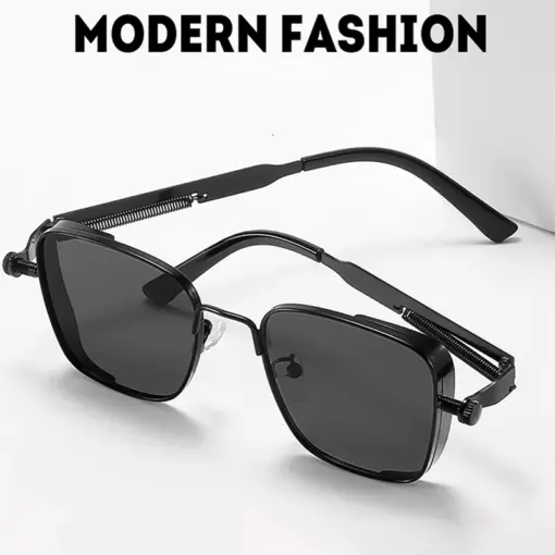 A929 Luxury Black Square Lens Sunglasses For Men - Image 4