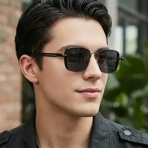 A929 Luxury Black Square Lens Sunglasses For Men - Image 6