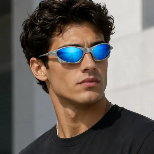 A935 Blue Mirror Premium Sports Sunglasses - Image 3
